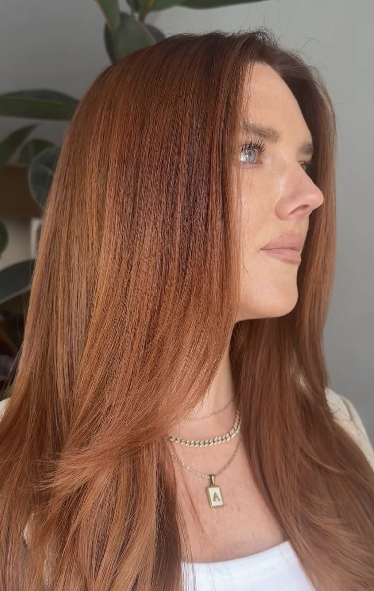 Copper all over hair color at Ra'pôr Salon in Costa Mesa